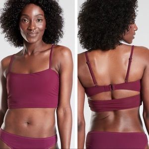 Athleta Shirred Bra Cup Longline Bikini Top Size S 32D/DD